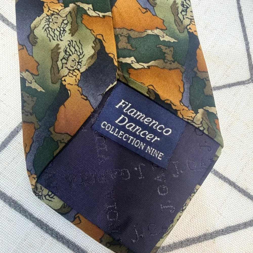 J. Garcia Silk Necktie OS Multicolor Flamenco‎ Dancer Collection Nine Art Tie